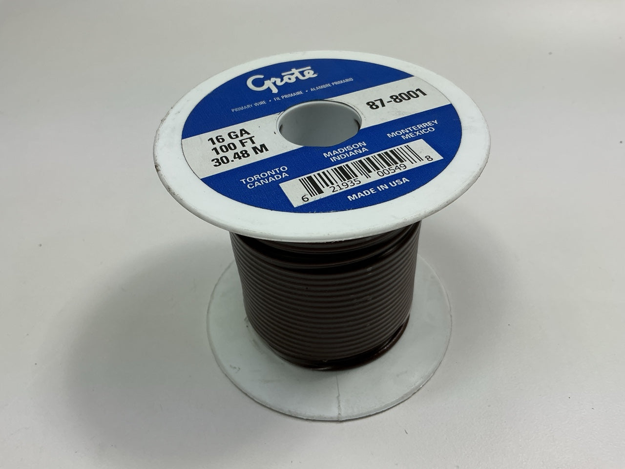 Grote 87-8001 General Purpose Thermoplastic Wire, 16 Gauge, Brown, 100' Feet
