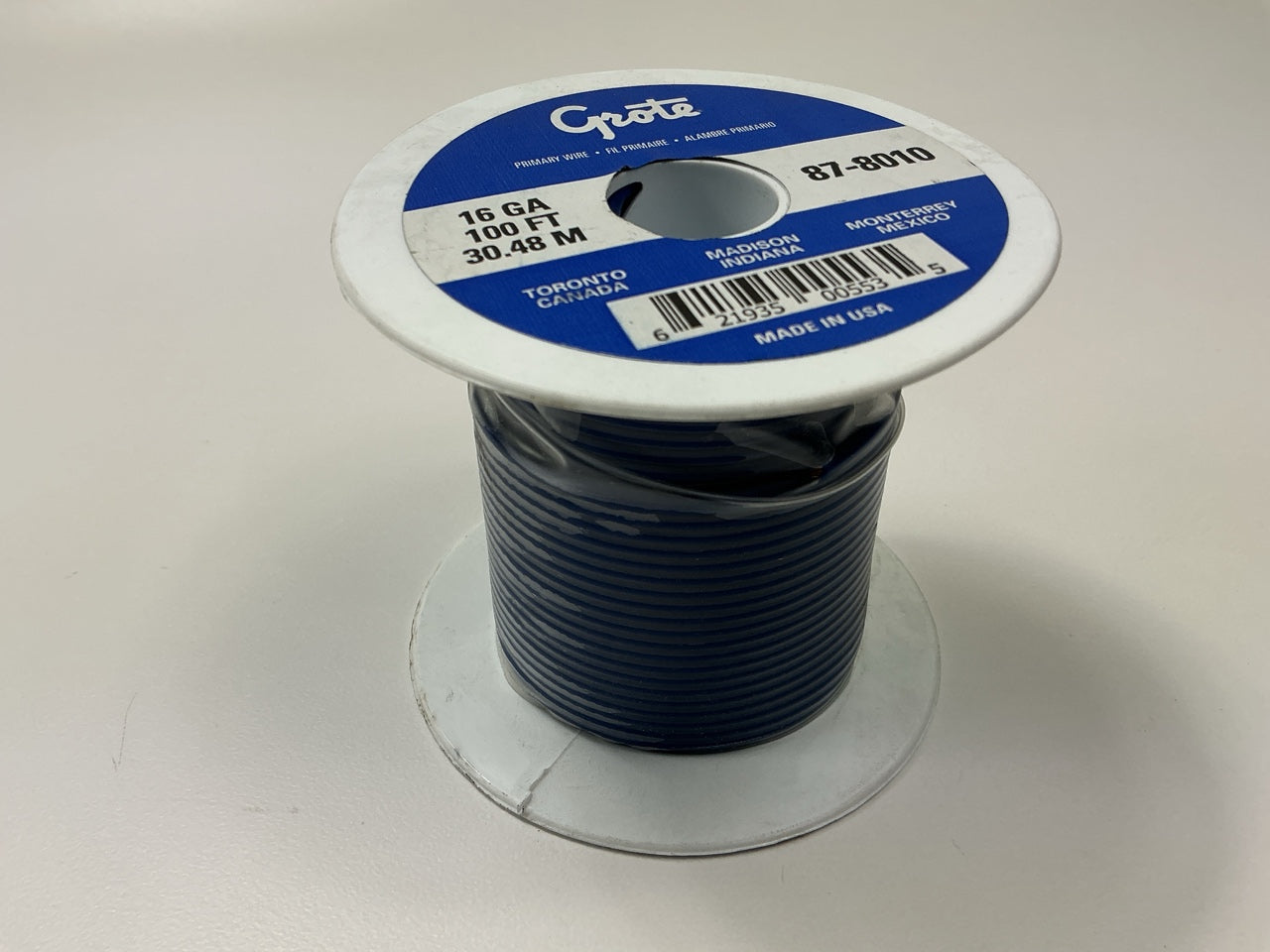 Grote 87-8010 General Purpose Thermoplastic Wire, 16 Gauge, Blue, 100' Feet