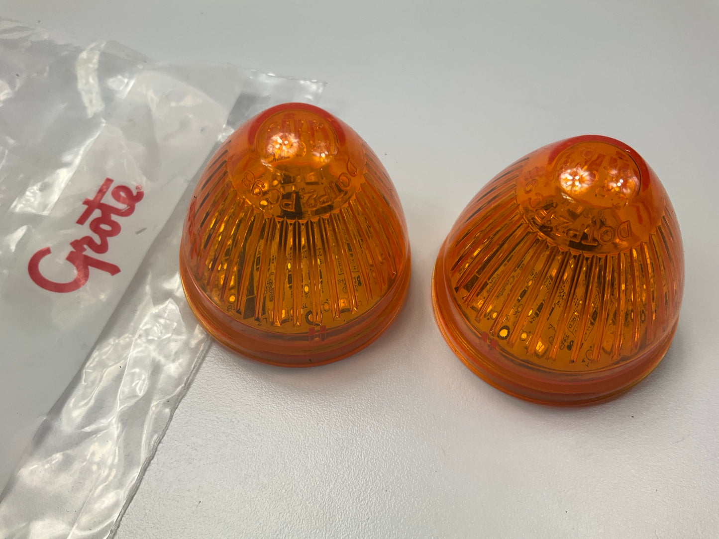 (2) Grote G3093 Hi-Count 2'' Yellow Beehive LED Clearance / Marker Light Lamp