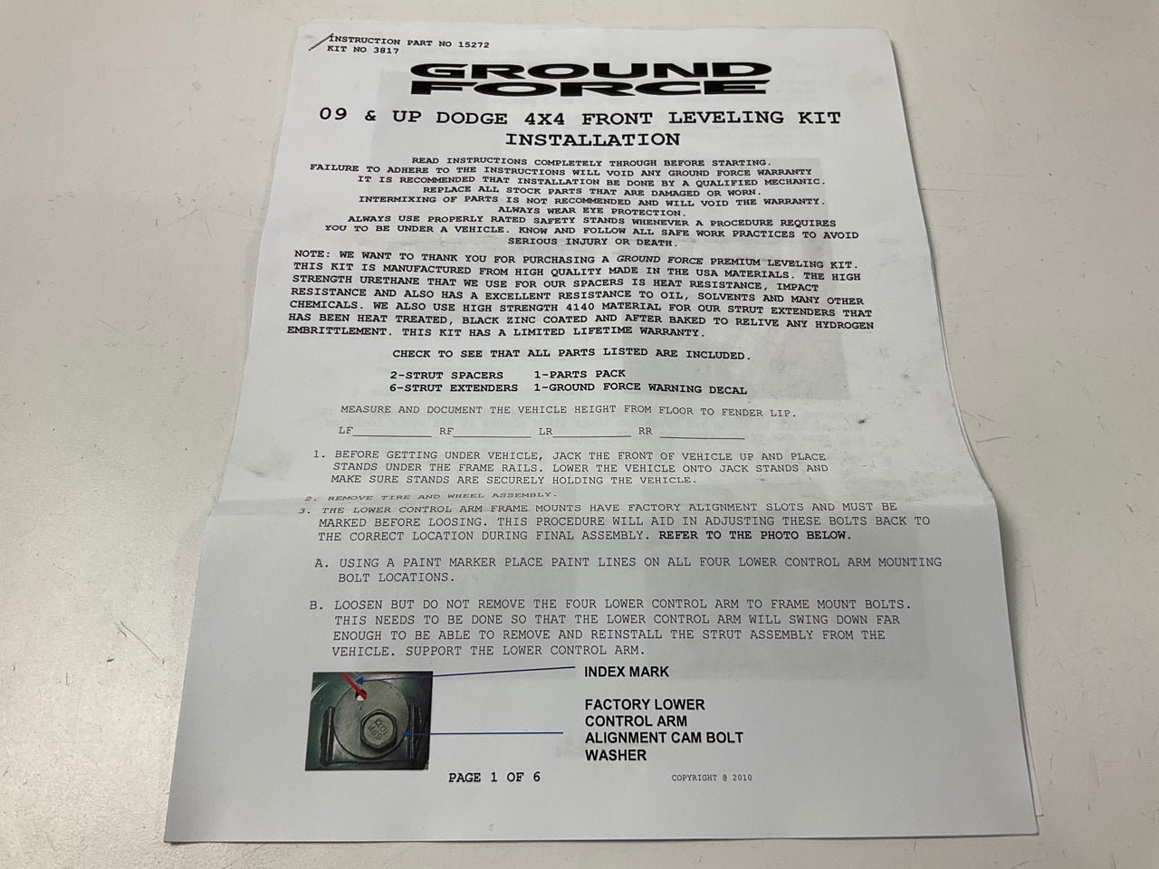 Ground Force 3817 2'' Front Leveling Suspension Lift Kit For 2009-18 Ram 1500 4WD