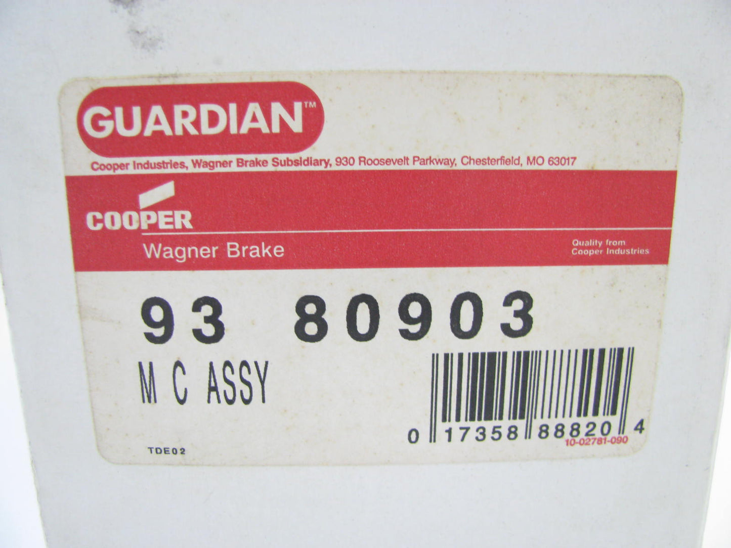 Guardian 93-80903 Brake Master Cylinder