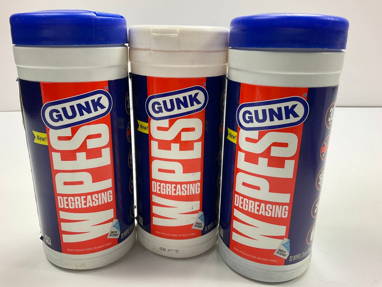 (3) PACKS - Gunk EDW30 Degreaser Cleaning Wipes, Blue/White, Canister, Cloth