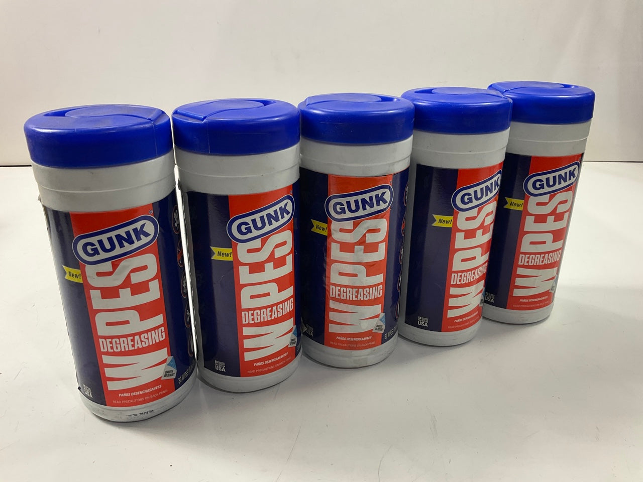 (5) CANS - Gunk EDW30 Degreaser Cleaning Wipes, 30 Wipes In Each Can