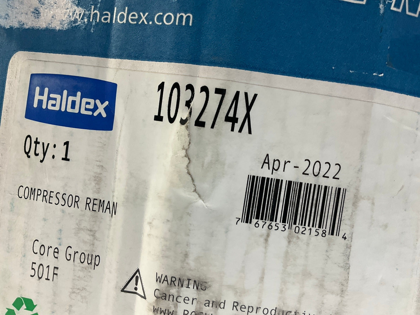 REMAN Haldex 103274X Air Brake Compressor TF501 For CAT 3406B, Water Air Cooled