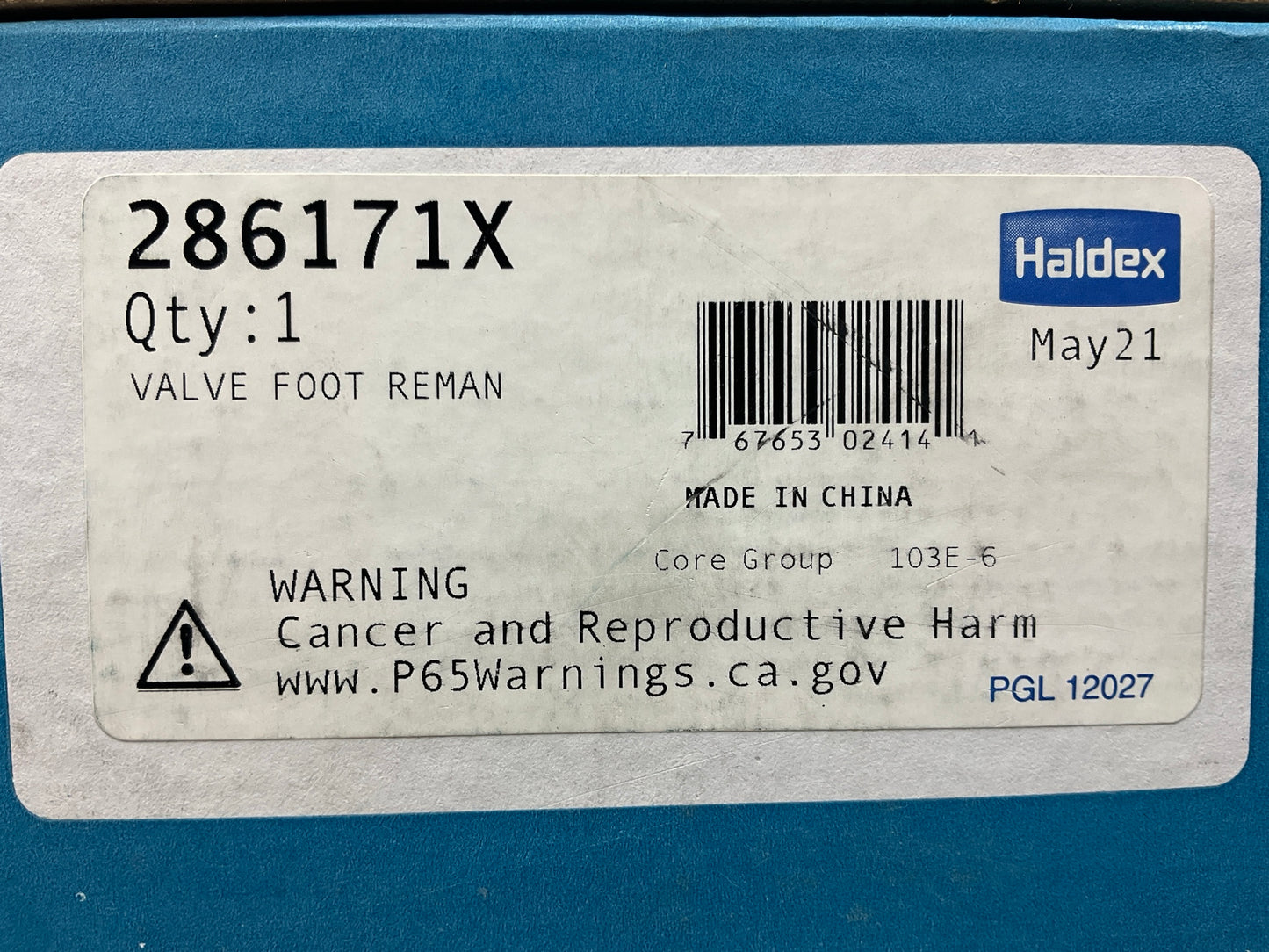 Reman Haldex 286171X E-6 Dual Circuit Foot Brake Air Valve, 3/8''