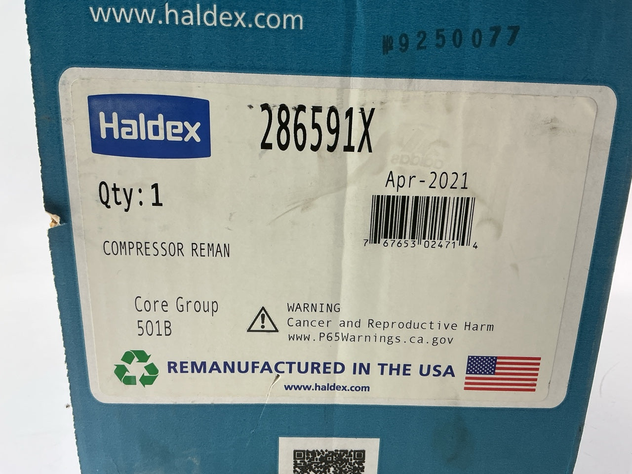 REMAN. Haldex 286591X TF501 Base Mount Air Brake Compressor - NO CORE CHARGES