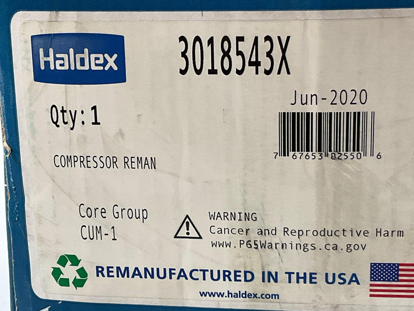 REMAN. Haldex 3018543X Air Brake Compressor SS296 For Cummins