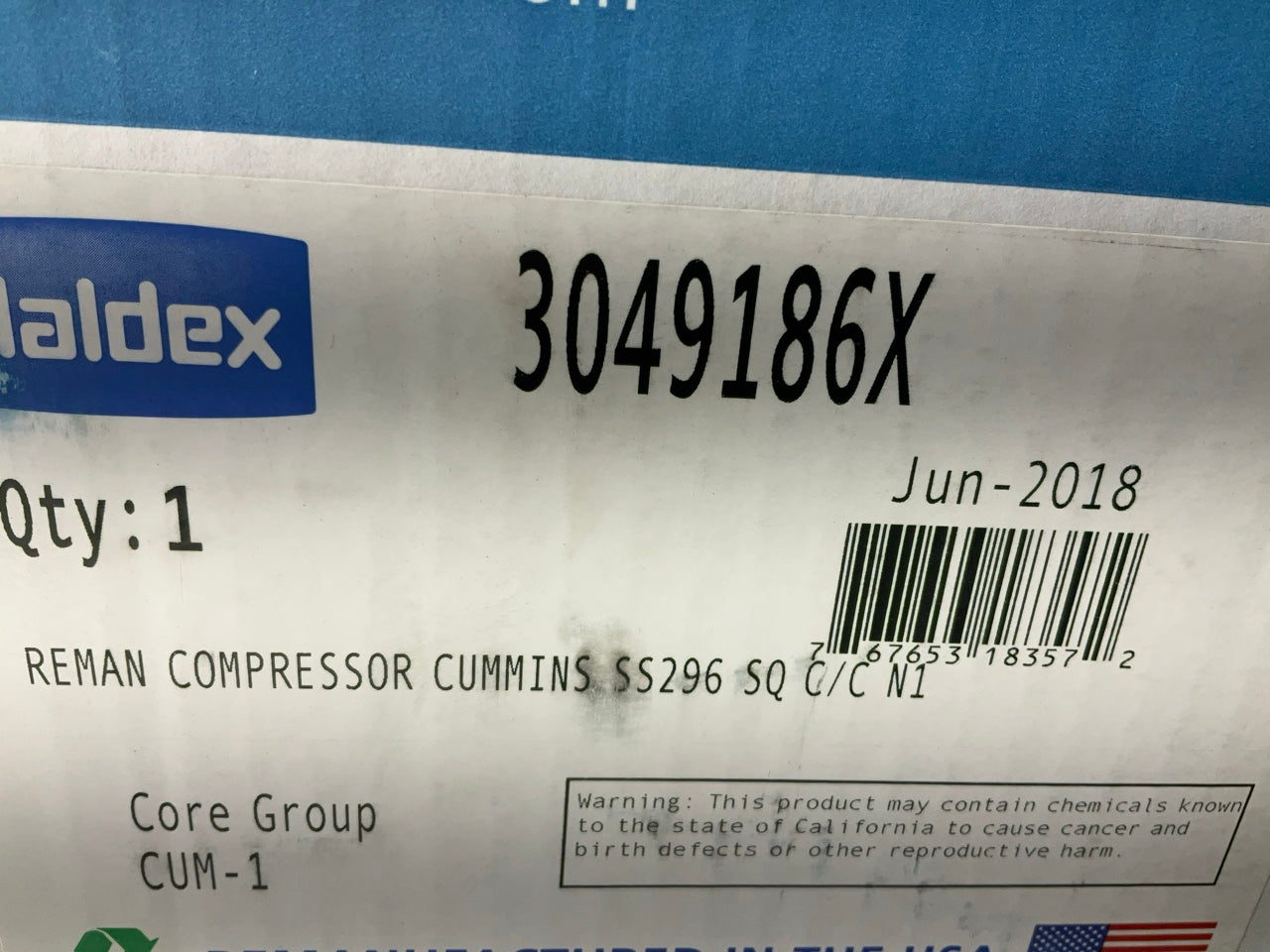 Reman Haldex 3049186X SS296 Type Holset Air Compressor For Cummins 3015434