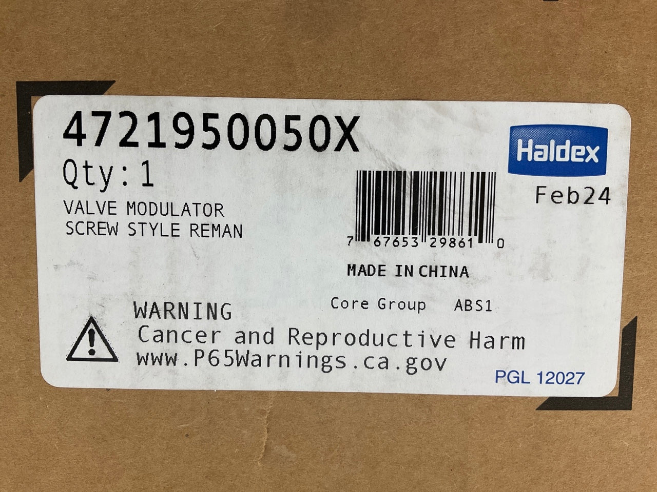 REMAN. Haldex 4721950050X Meritor WABCO Style ABS Modulator Valve, 12-Volt