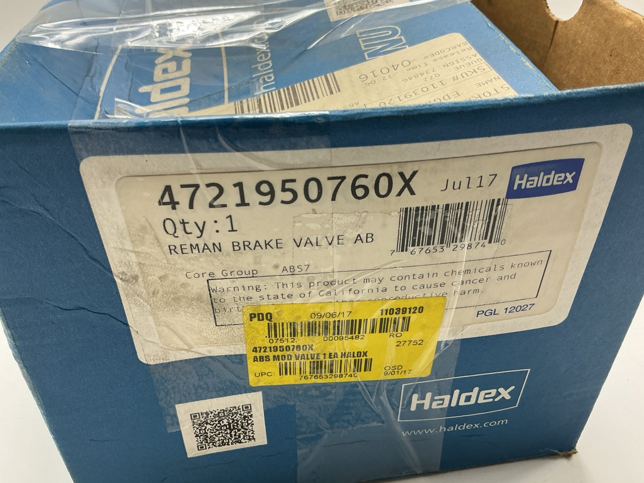 REMAN. Haldex 4721950760X Left Meritor WABCO Style ABS Modulator Valve, 12 Volt