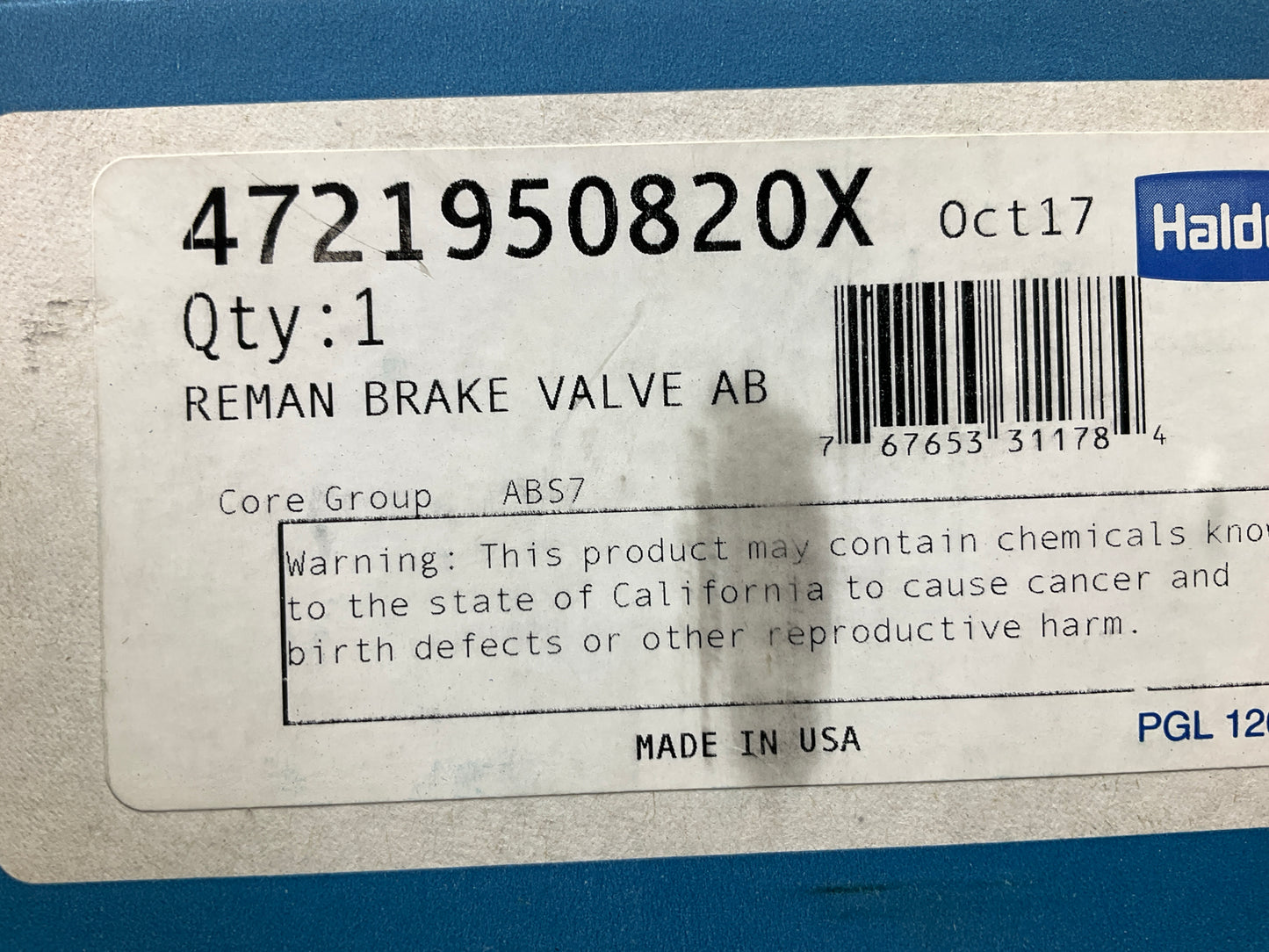 REMAN. Haldex 4721950820X WABCO Style Left ABS Modulator Valve, 1/2''-14 NPT Port