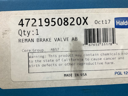 REMAN. Haldex 4721950820X WABCO Style Left ABS Modulator Valve, 1/2''-14 NPT Port