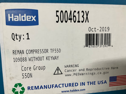 REMAN. Haldex 5004613X TF550 Flange Mount Air Brake Compressor For CAT  0° Tilt