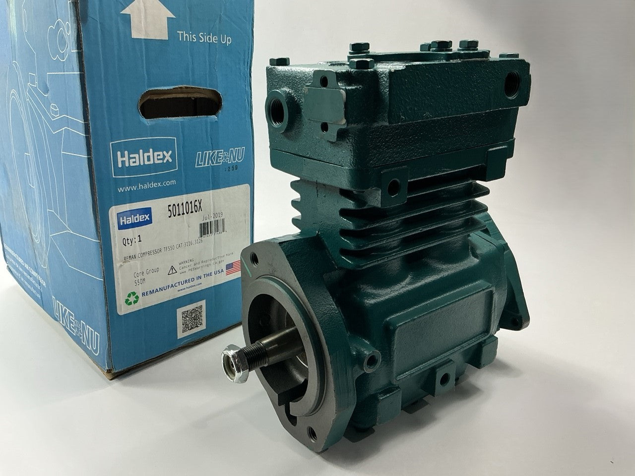 REMAN Haldex 5011016X Air Brake Compressor TF550 Flange Mount For CAT 3116 3126