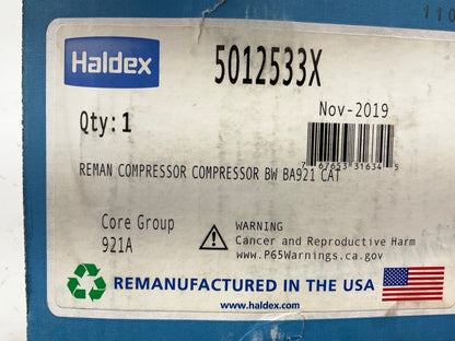 REMAN. Haldex 5012533X BA921 Flange Mount Air Brake Compressor For CAT C15 C16