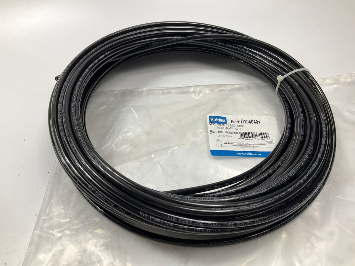 100 FEET - Haldex D1040401 Non-Reinforced 1/4'' Air Brake Nylon Tubing, 150 PSI