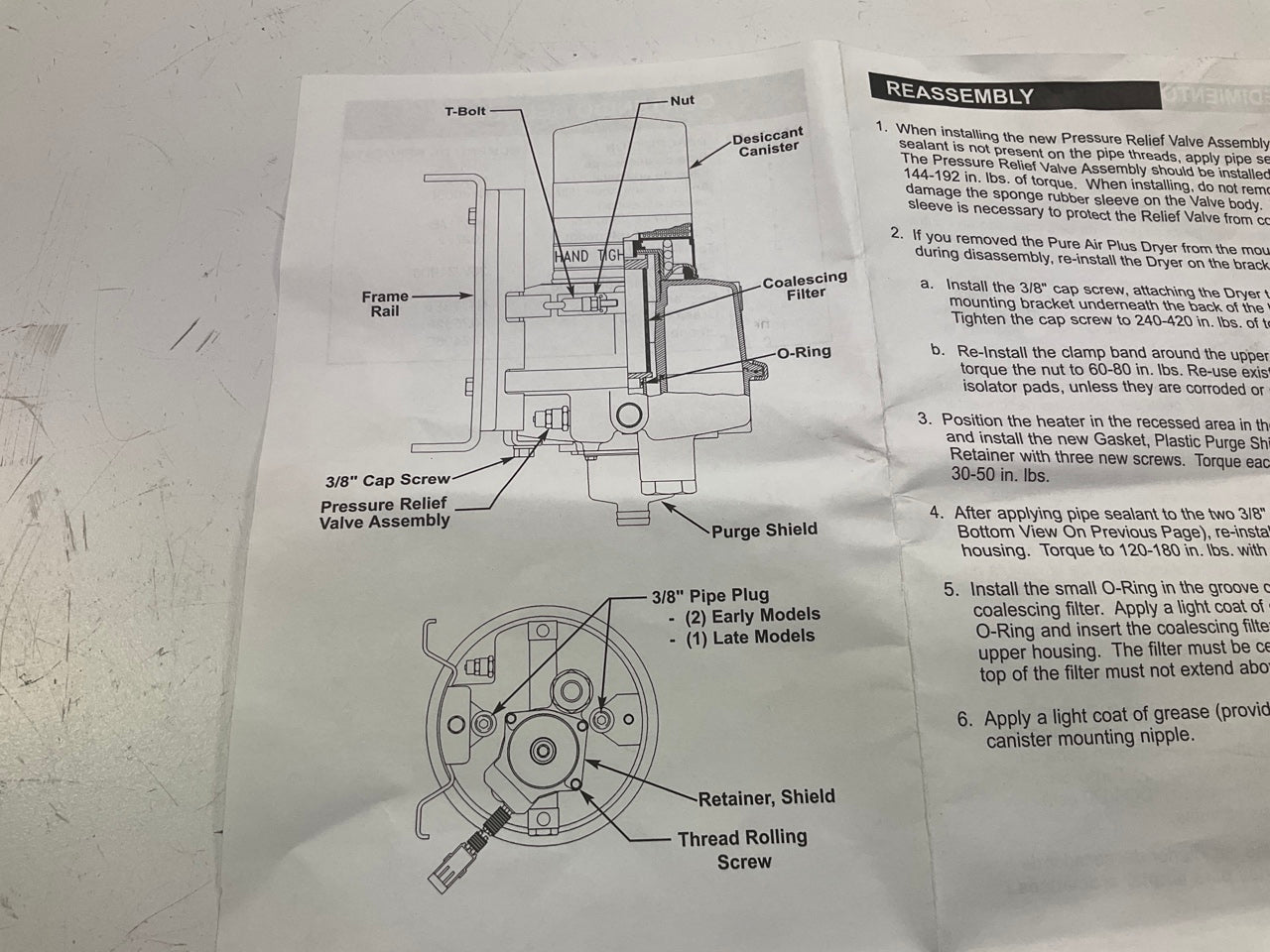 MISSING PLASTIC COVER - Haldex DQ6026 Air Brake Dryer Valve Kit