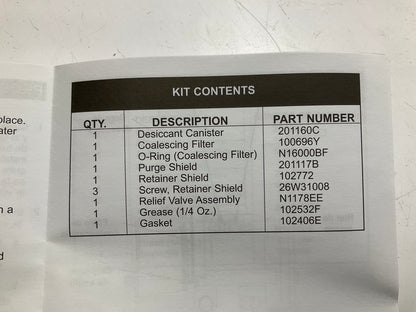 HALDEX DQ6026 201160 BRAKE LINE AIR DRIER / DESICCANT General Service Kit