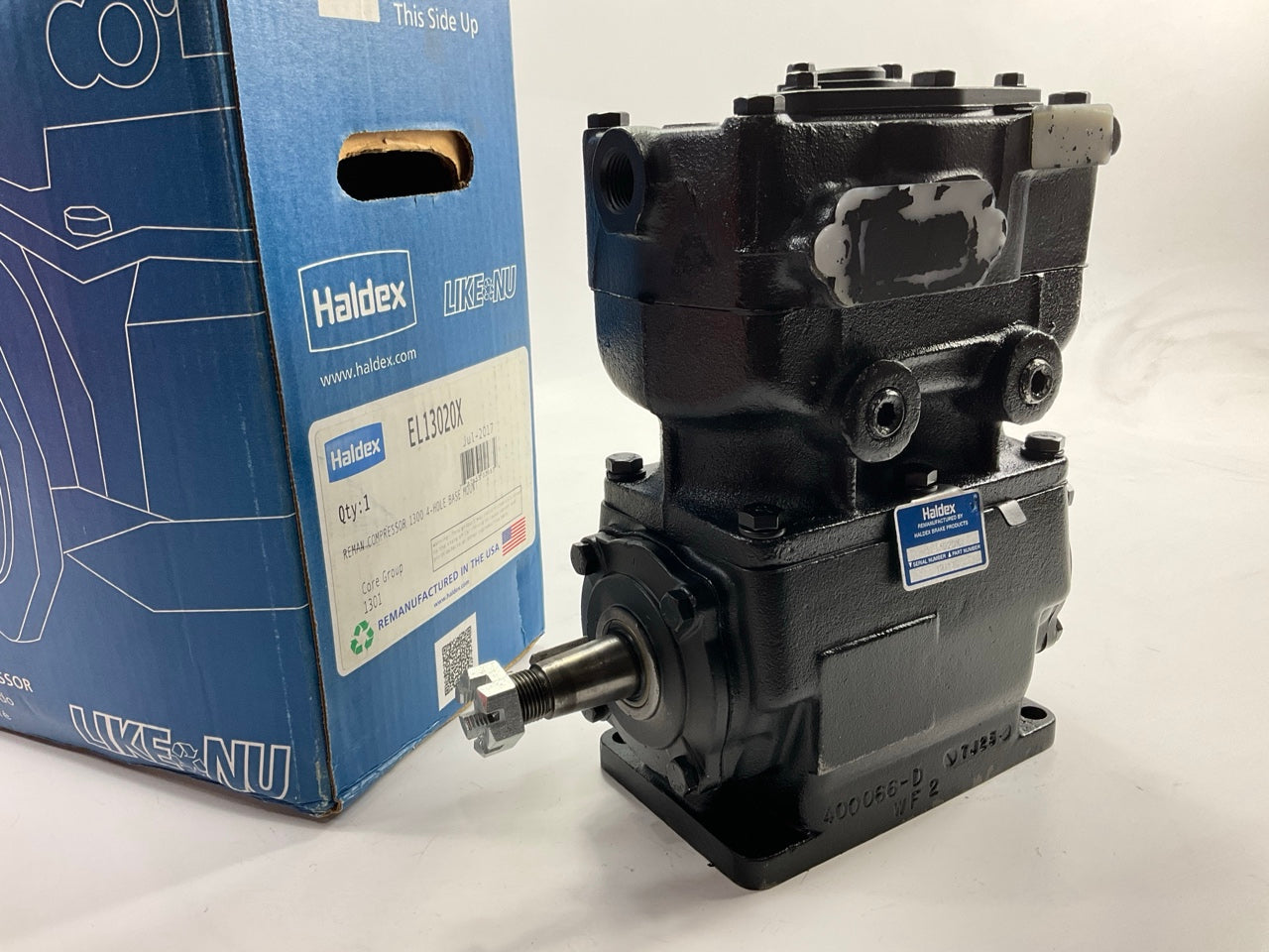 REMAN. Haldex EL13020X Air Brake Compressor EL1300 4-Hole Base Mount KN13020