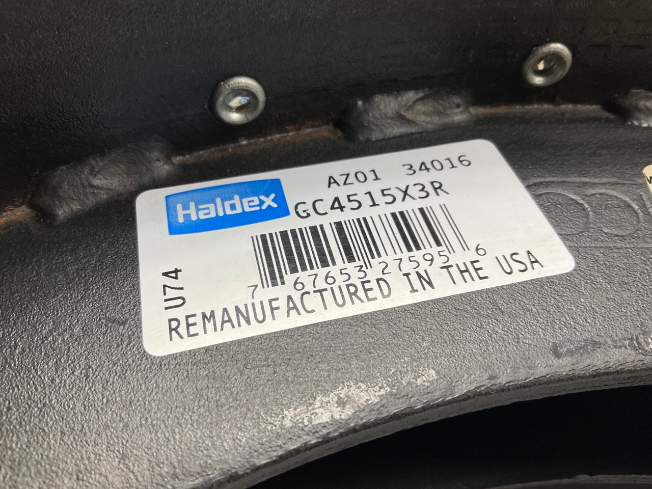 (2) Relined Haldex GC4515X3R Rear Brake Shoes 16-1/2''x7'', 23000 Lbs, 4515 GC4515