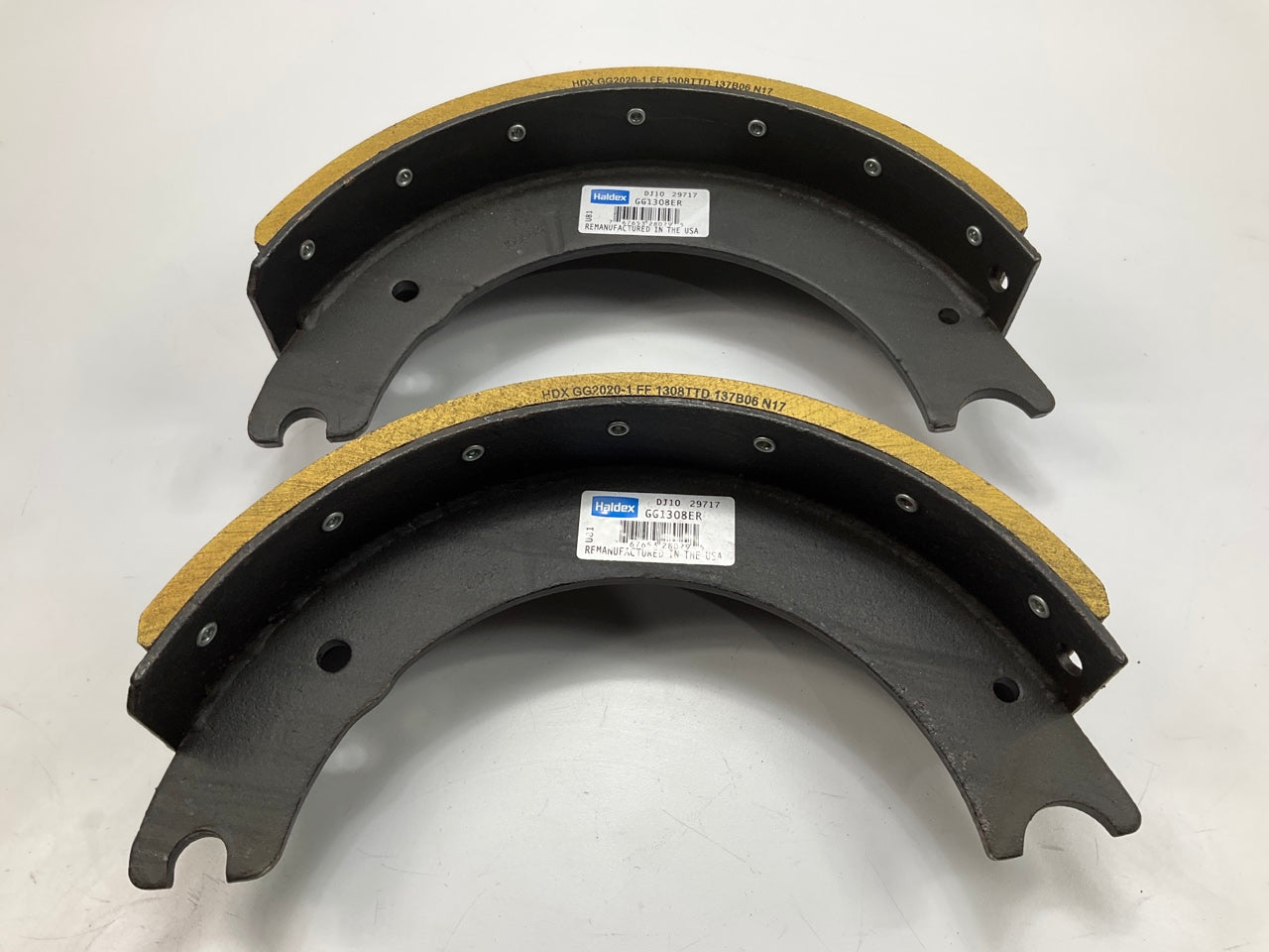 Relined Haldex GG1308EG Front Brake Shoes 15''x4'', 23K Lbs (23,000 Lbs), # 1308