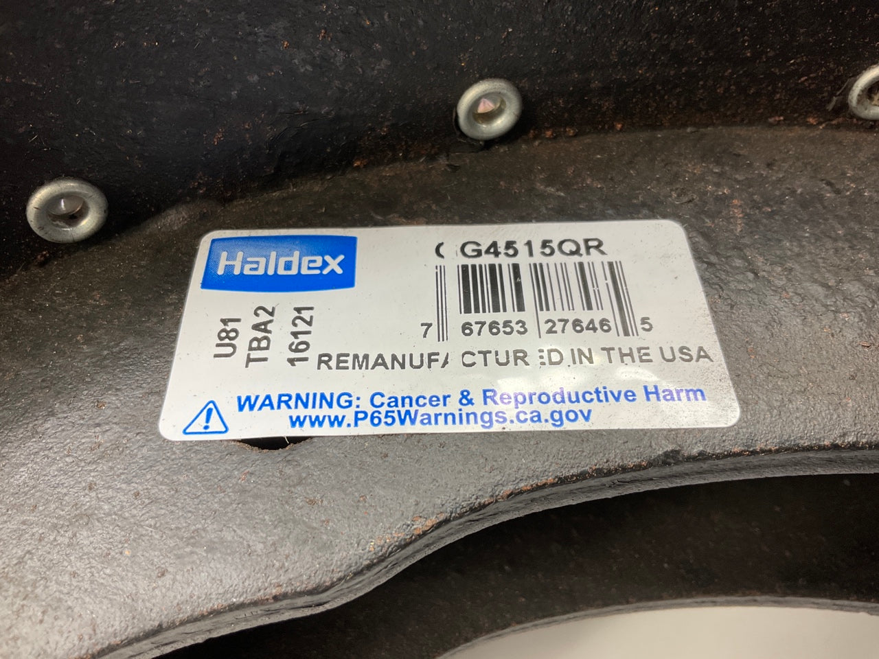 Relined Haldex GG4515QG Rear Brake Shoes 16-1/2''x7'' 4515Q, 23000 Lbs (23K Lbs)
