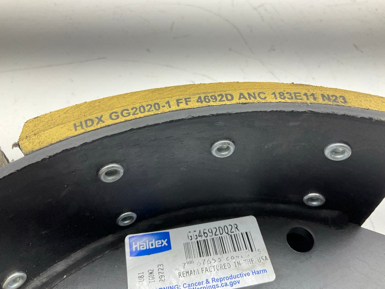 RELINED Haldex GG4692DQ2G Brake Shoes, 12-1/4'' X 7-1/'2'' For Dana Gen II 23K