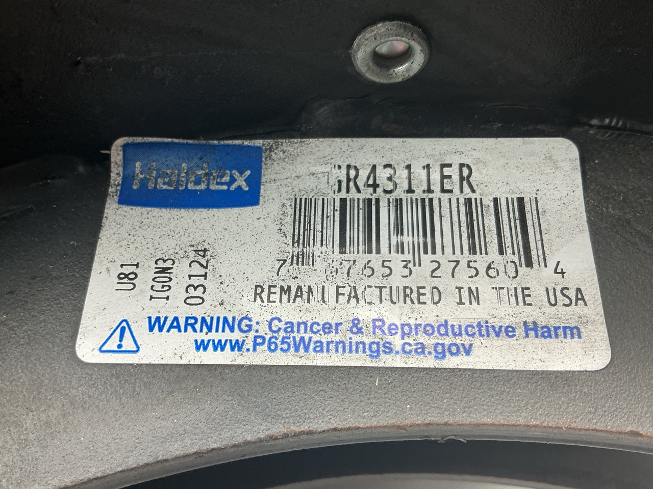 Haldex GR4311ER Relined 16-1/2'' X 7'' Brake Shoe - 16-1/2'' Eaton 4311E Low Mount