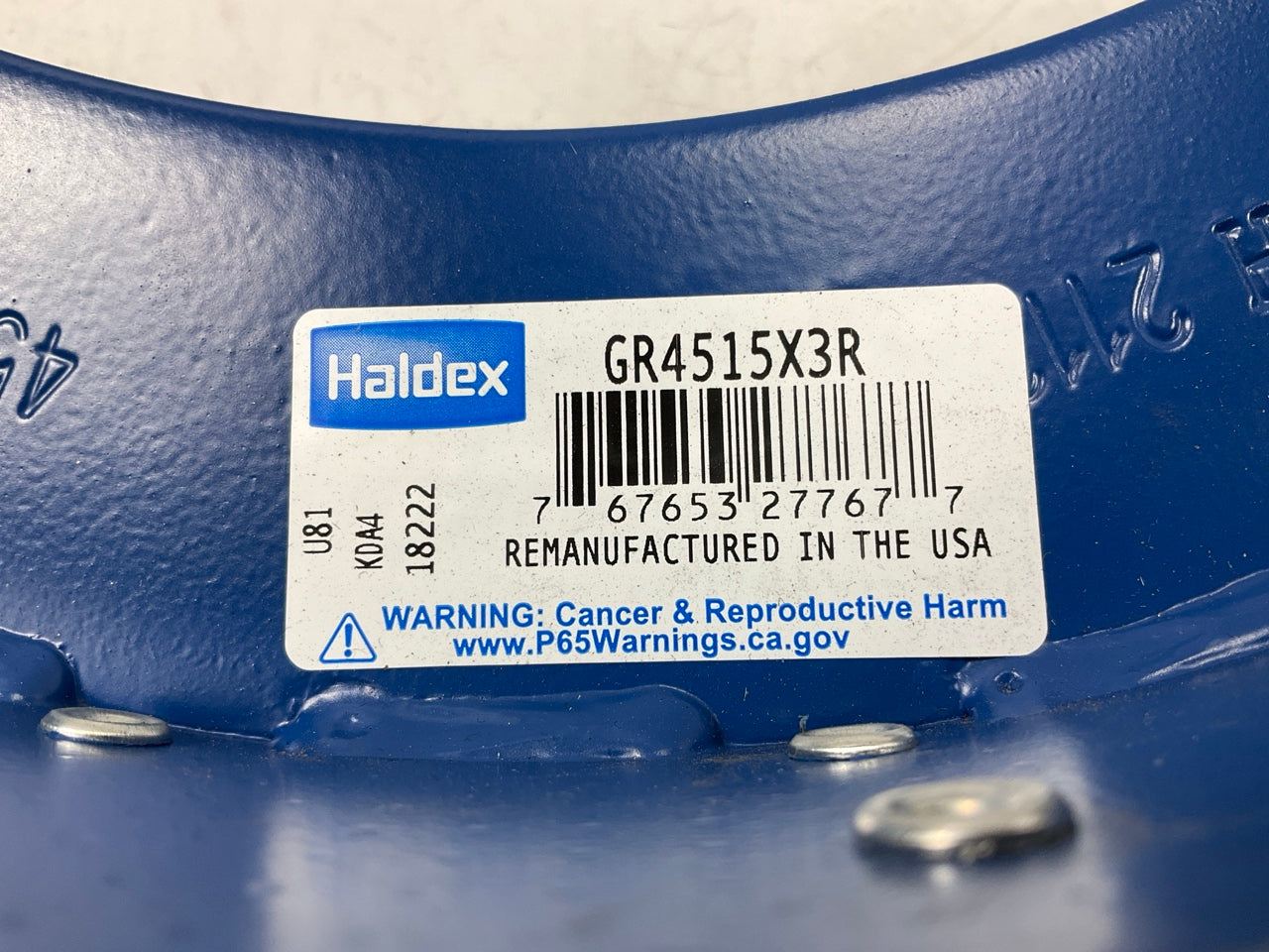 Relined Haldex GR4515X3G Brake Shoe Kit For 16-1/2''x7'' Fruehauf ''XEM3'', 20K Lbs