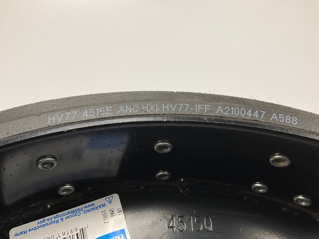 NEW Haldex HV774515QJ Rear Brake Shoes - 16-1/2''x7'', 4515Q, 20,000 Lbs (20K Lbs)