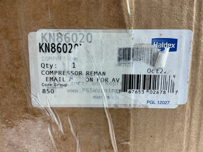 REMAN. Haldex KN86020X Air Brake Compressor EL850 (850) Haldex - NO CORE CHARGE