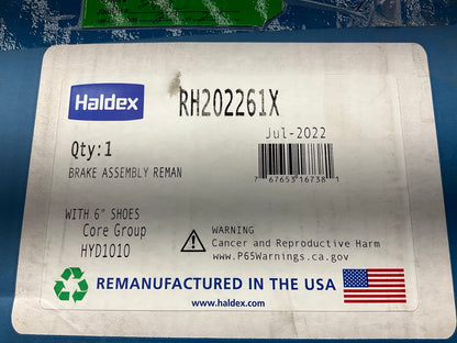 Reman Haldex RH202261X 17-1/2'' Backplate Lucas Girling, 6'' Brake Shoes, Right