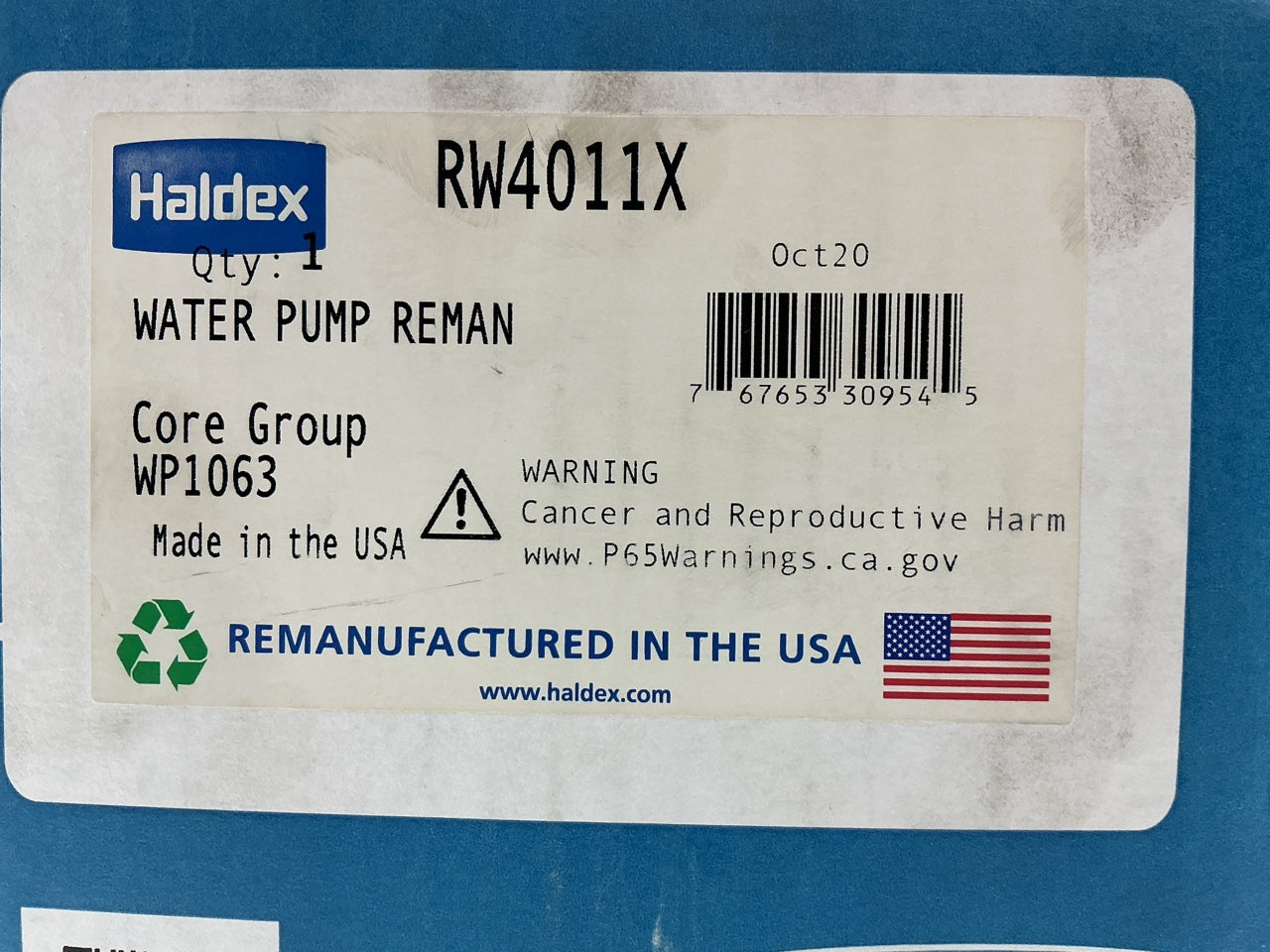 REMAN. Haldex RW4011X Heavy Duty Engine Water Pump 44060HD
