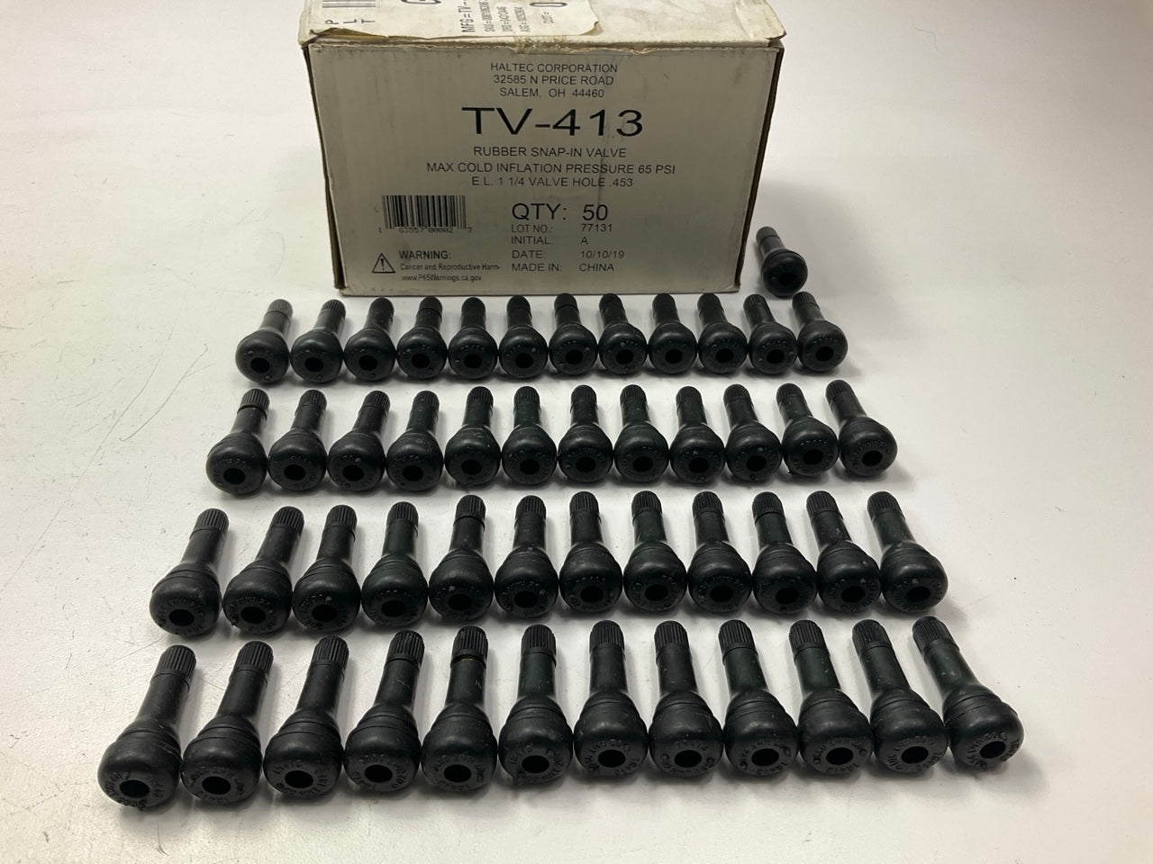 (Box Of 49) - Haltec TR413 Rubber Snap In Tire Valve Stems