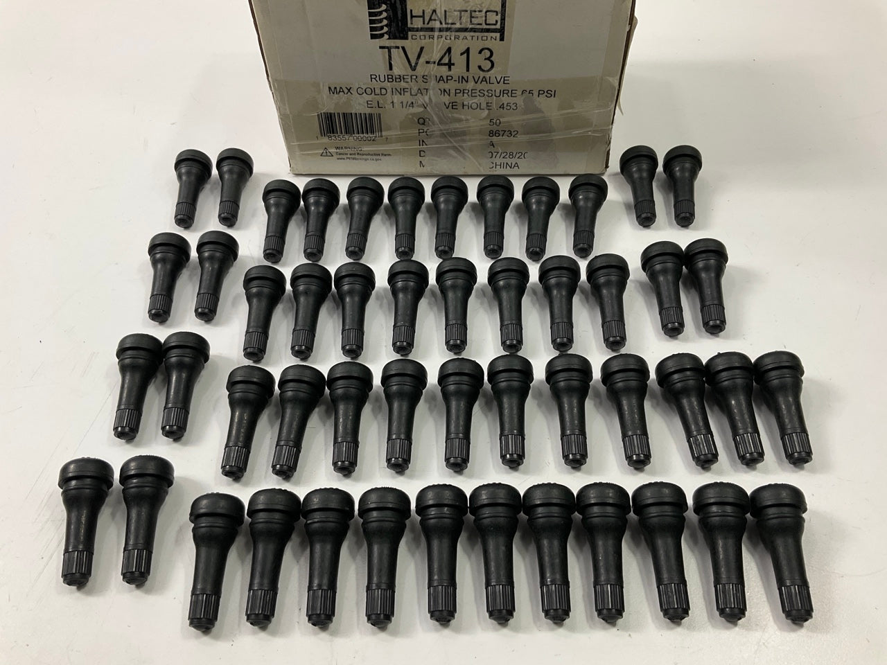Haltec TR413 Rubber Snap In Tire Valve Stems (Box Of 50 Pieces)