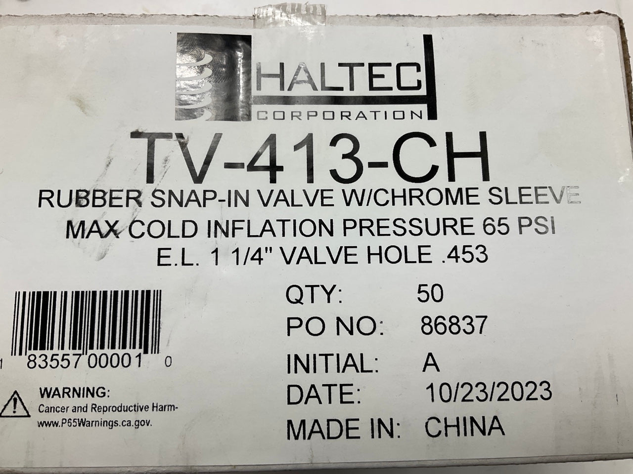 (50) HALTEC TV-413 CH Tire Valve Stem Snap In, Chrome Sleeve, 0.453'' Valve Hole