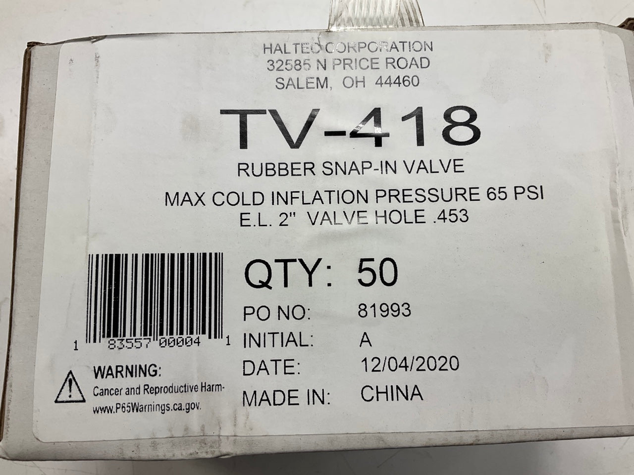 (32) Haltec TV418 Tire Valve Stems Snap-In, Rubber Sleeve, 0.453'' Valve Hole