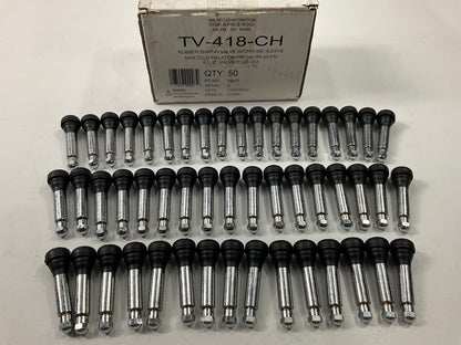 (50) Haltec TV418CH 2'' Tire Valve Stem Snap In, Chrome Sleeve, 0.453'' Valve Hole