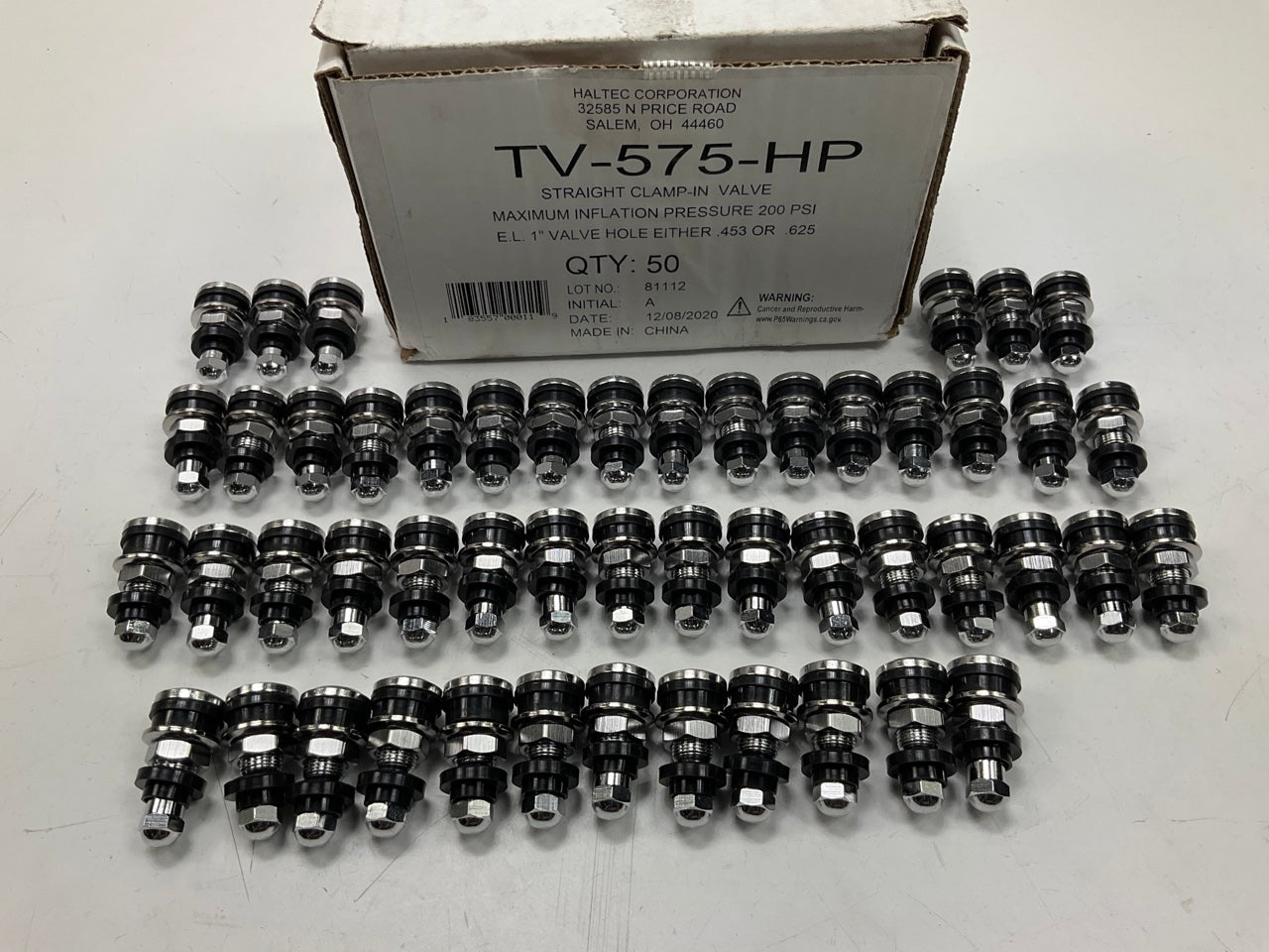 50 PACK Haltec TR575HP Low Profile Chrome Tire Valve Stems TV-575-HP .625'' Hole