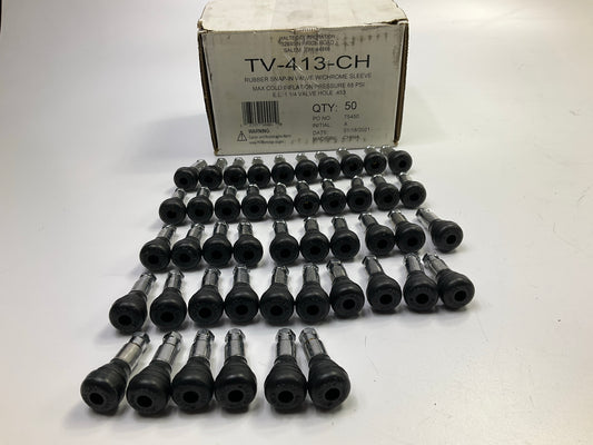 (46) HALTEC TV-413 CH Tire Valve Stem Snap In, Chrome Sleeve, 0.453'' Valve Hole