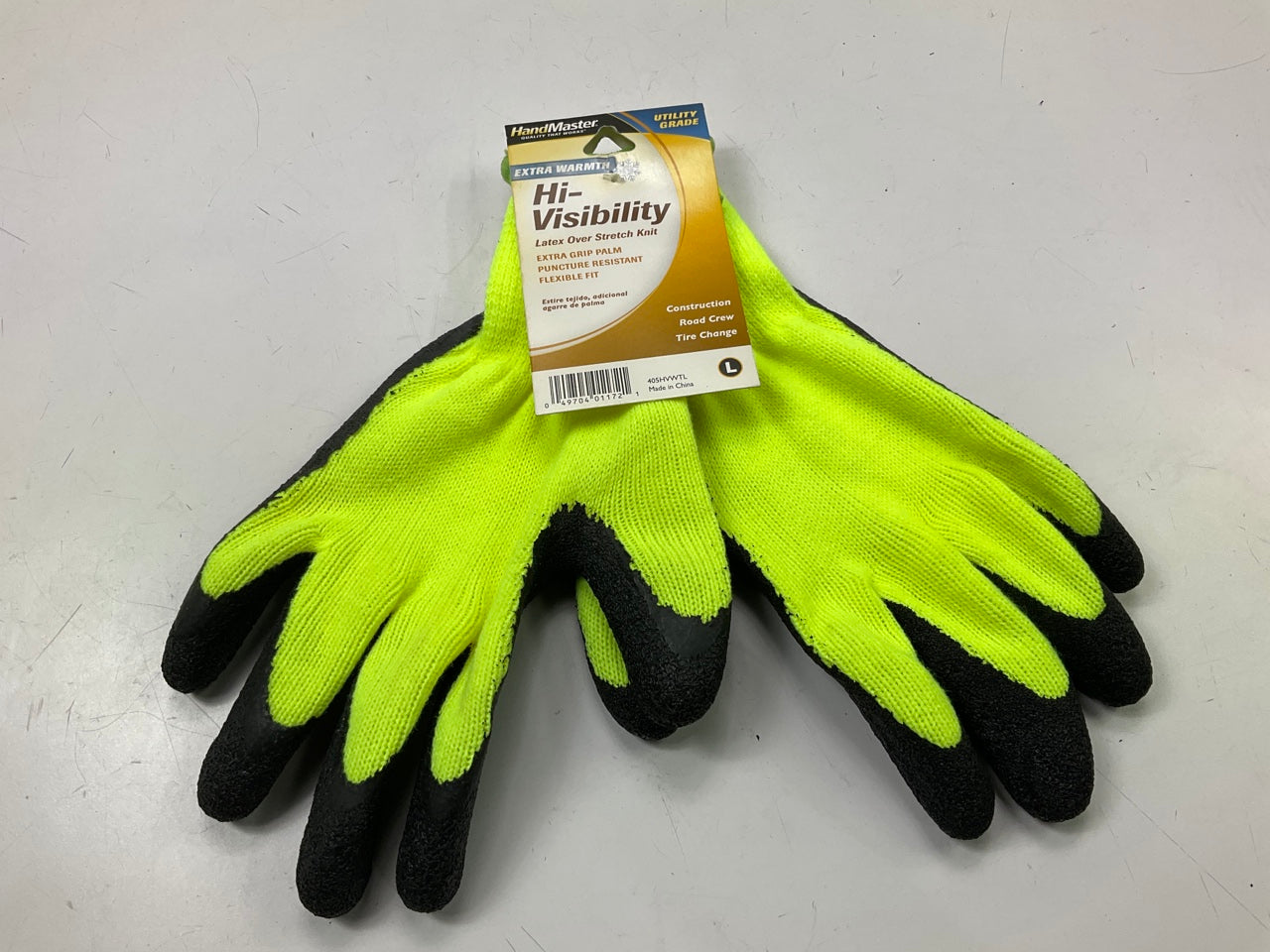 Pack Of 6 - Large Hand Master 405HVWTL Yellow / Black Rubber Coated Work Gloves