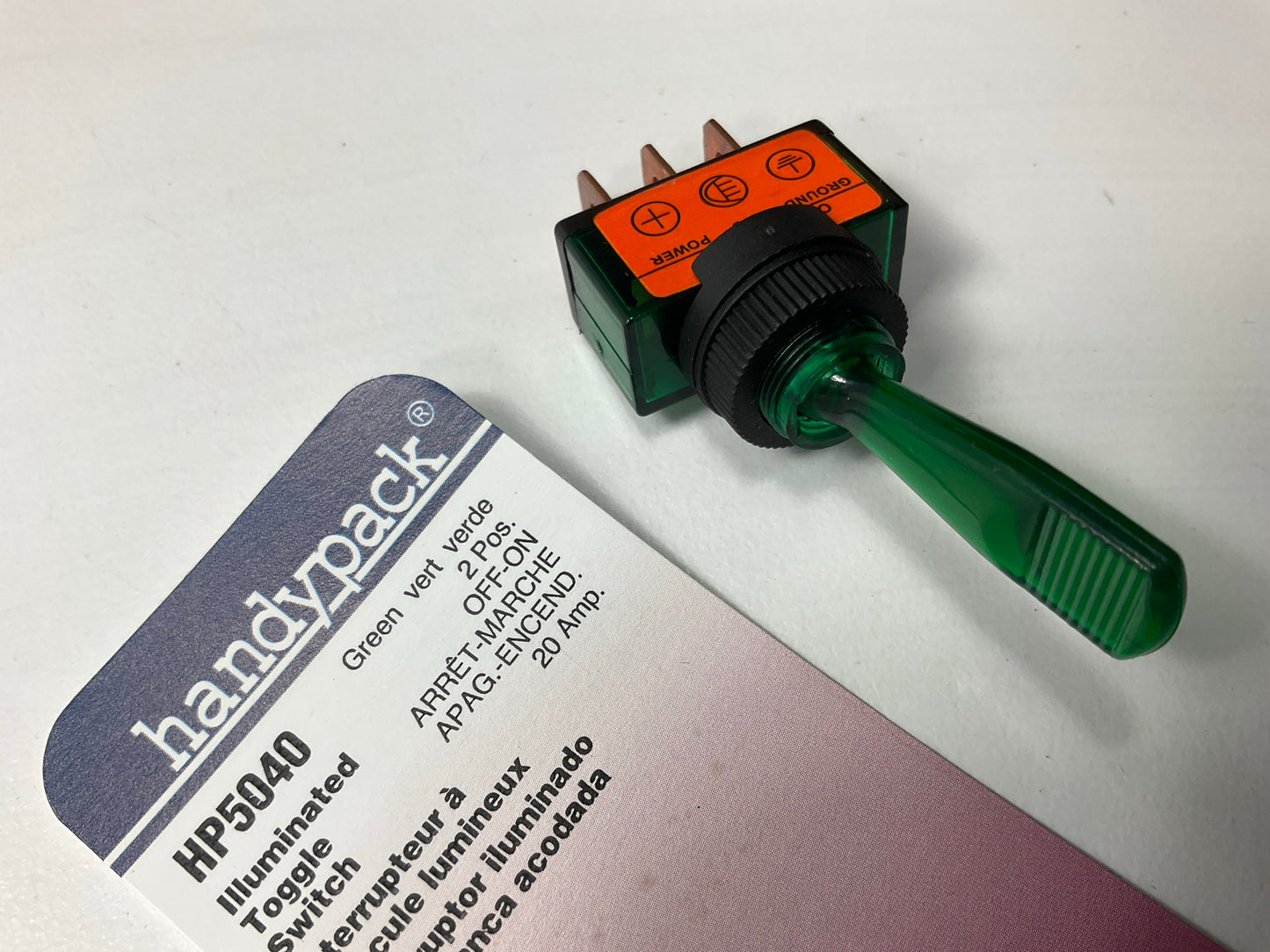 Handypack HP5040 2 Position, OFF-ON, 20 Amp Illuminated Toggle Switch