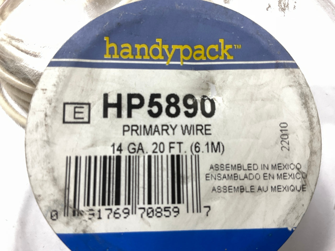 Handypack HP5890 Primary Automotive Wire - 14 Gauge, White, 20 Feet Roll