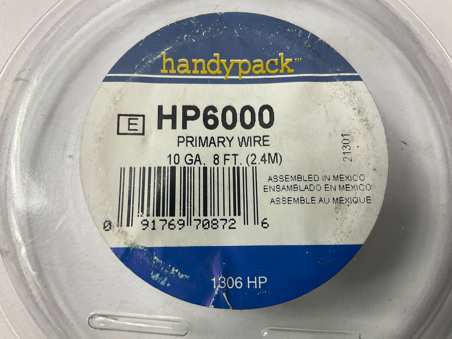 Handypack HP6000 Primary Power Wire 10 Gauge, 8 Feet, White