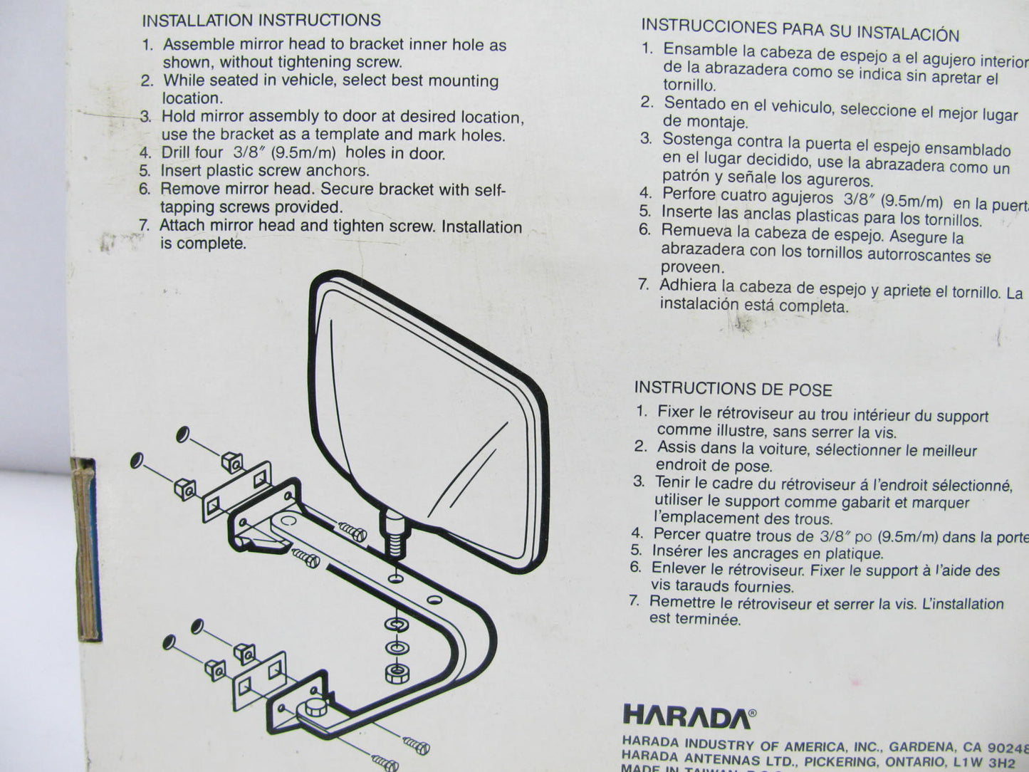 Harada 3531 Chrome Low Mount Universal Mirror Kit 5-1/2 X 7-1/2 Trucks, Vans