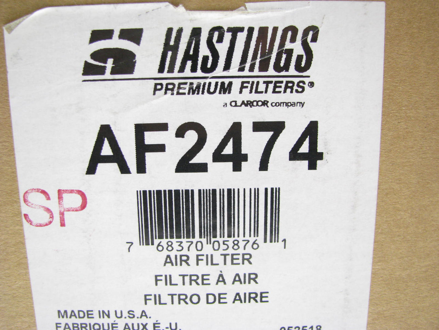 Hastings AF2474 Primary Air Filter For Donaldson FKB08 Series Housing