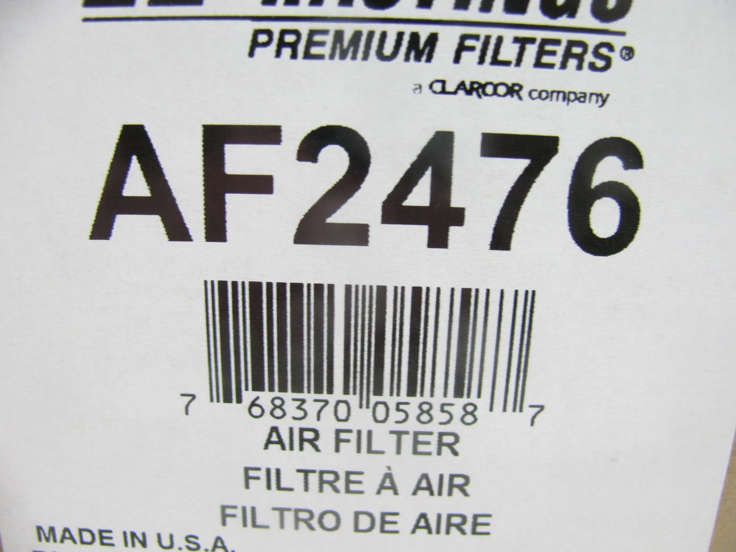 Hastings AF2476 Outer Engine Air Filter For John Deere Tractor