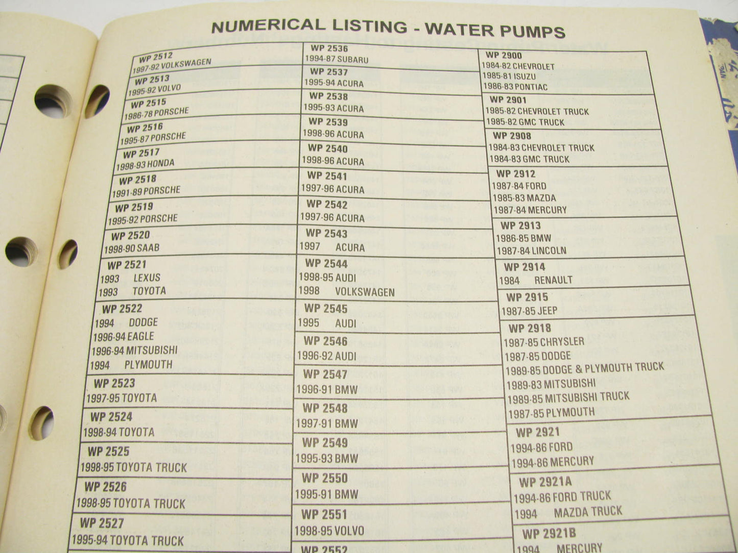 Hastings WP1-399-5 Quality Remanufactured Water Pumps Catalog - 1995, 87 Pages