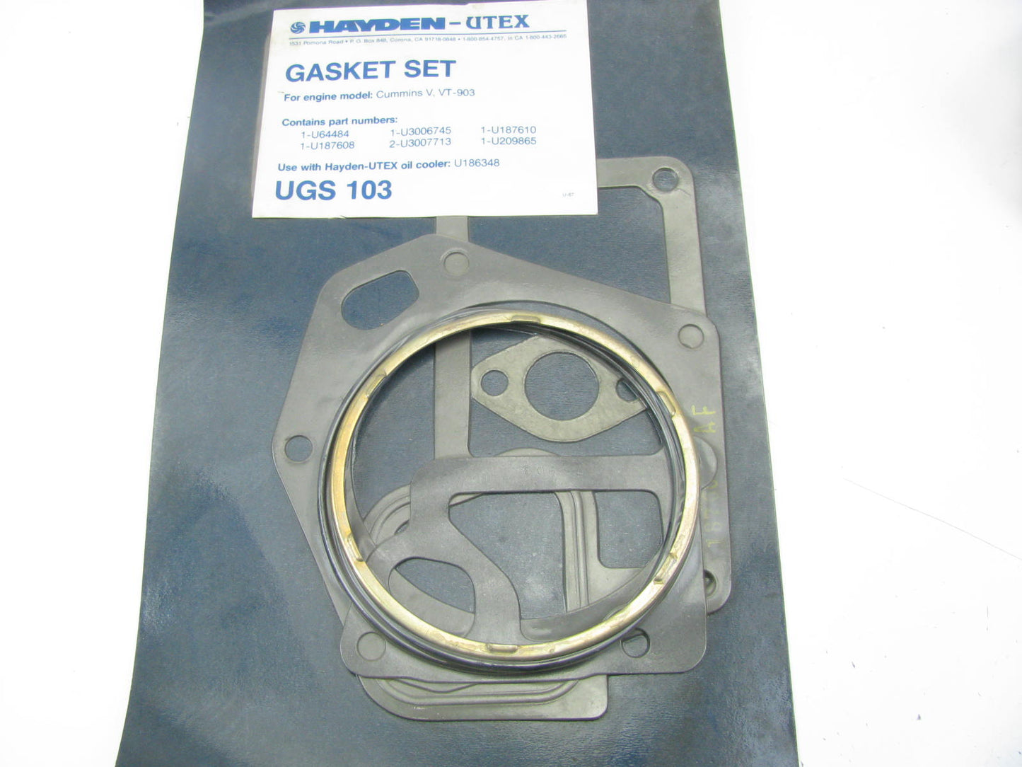 Hayden UGS103 UTEX U186348 Oil Cooler Gasket Set For Cummins V903 VT903