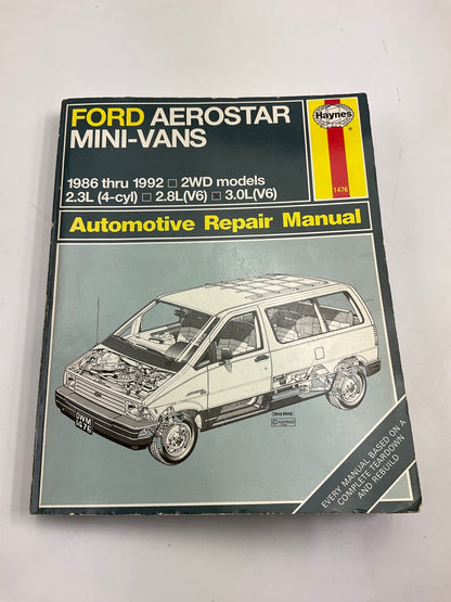 OPEN - Haynes 1476 Repair Manual For 1986-1992 For Aerostar Mini-vans 2.3L 2.8L